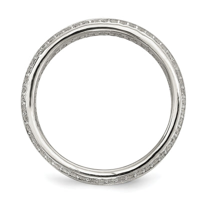 Sterling Silver Rhodium-plated Baguette & Round CZ Eternity Ring