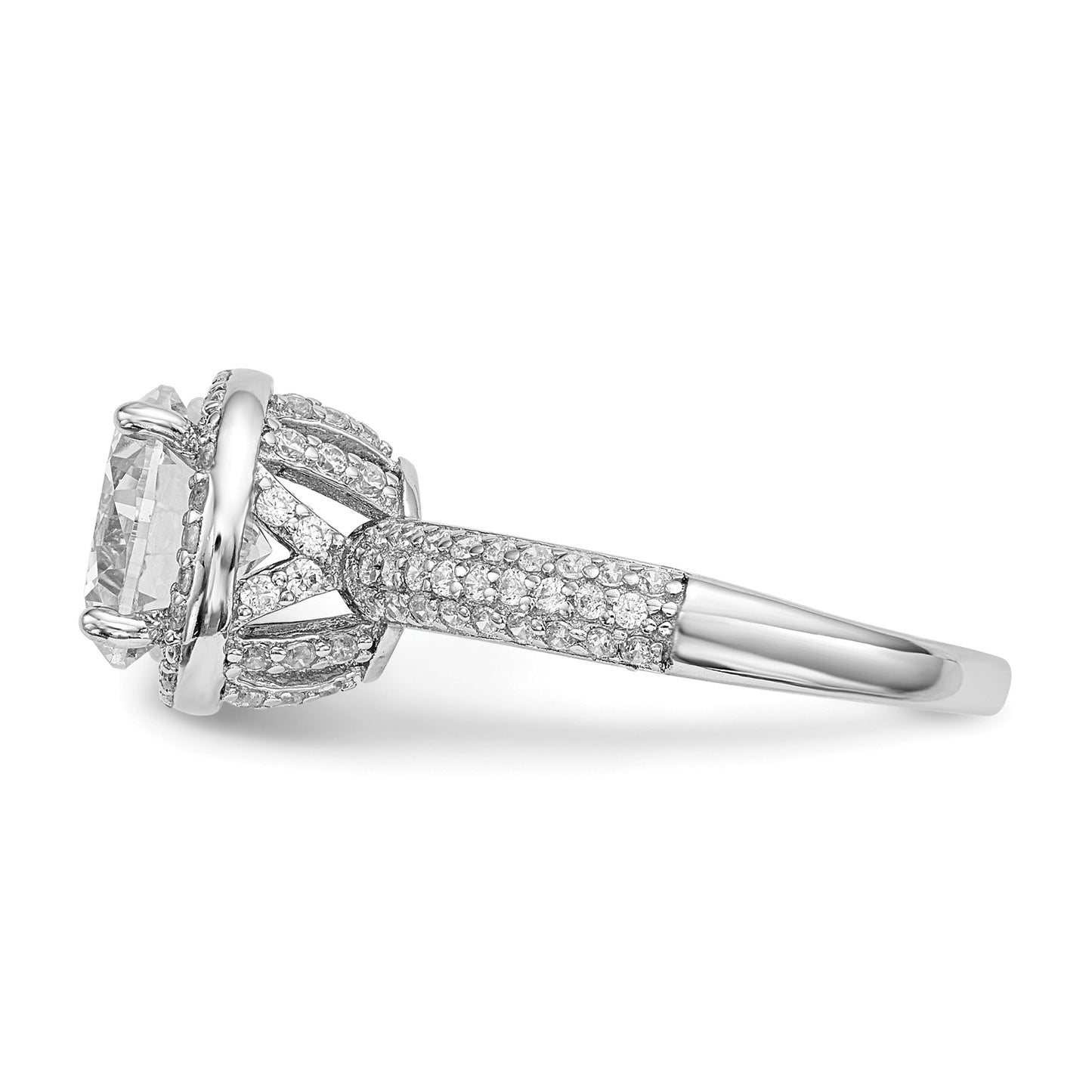 Sterling Silver Rhodium-plated CZ Pav� Ring