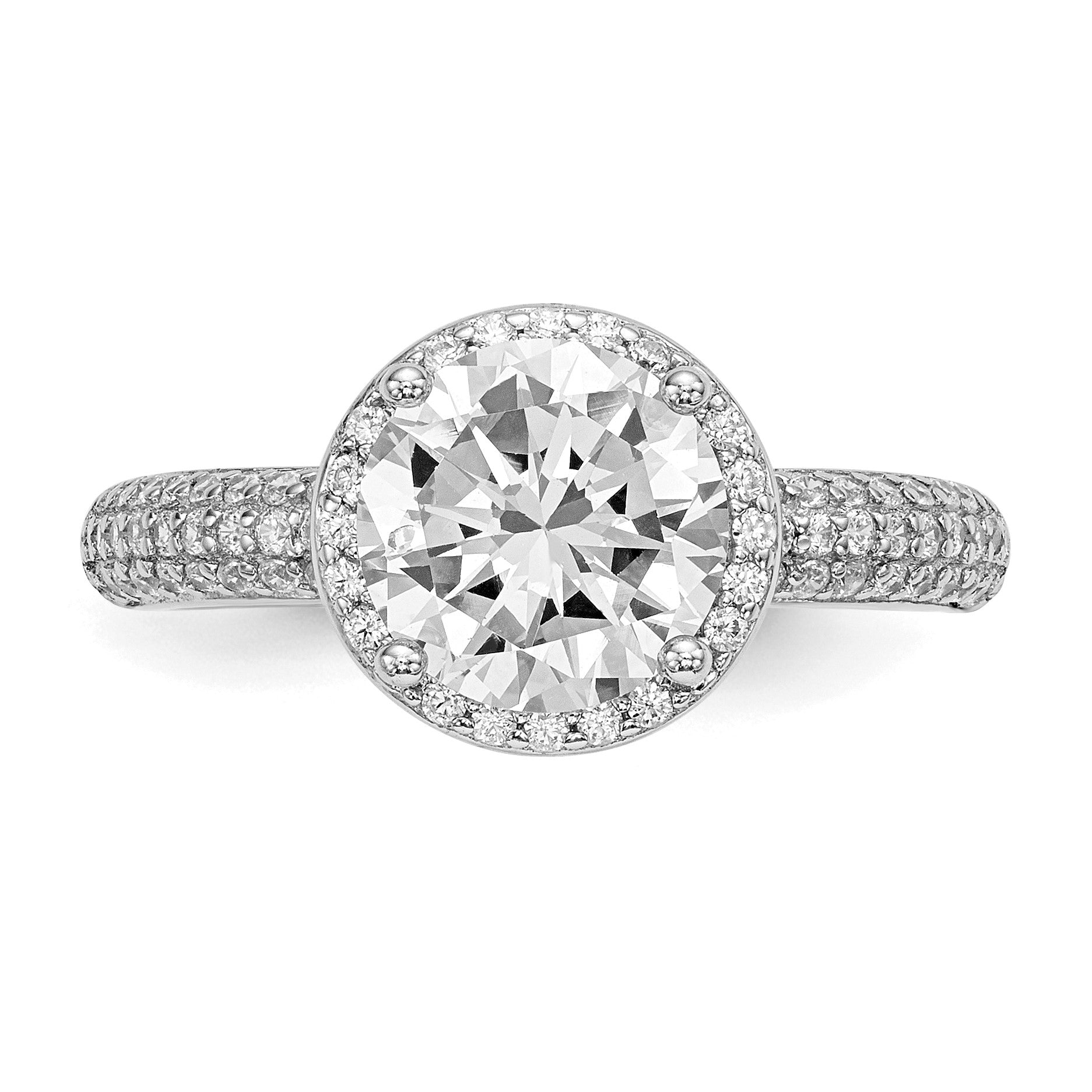 Sterling Silver Rhodium-plated CZ Pav� Ring