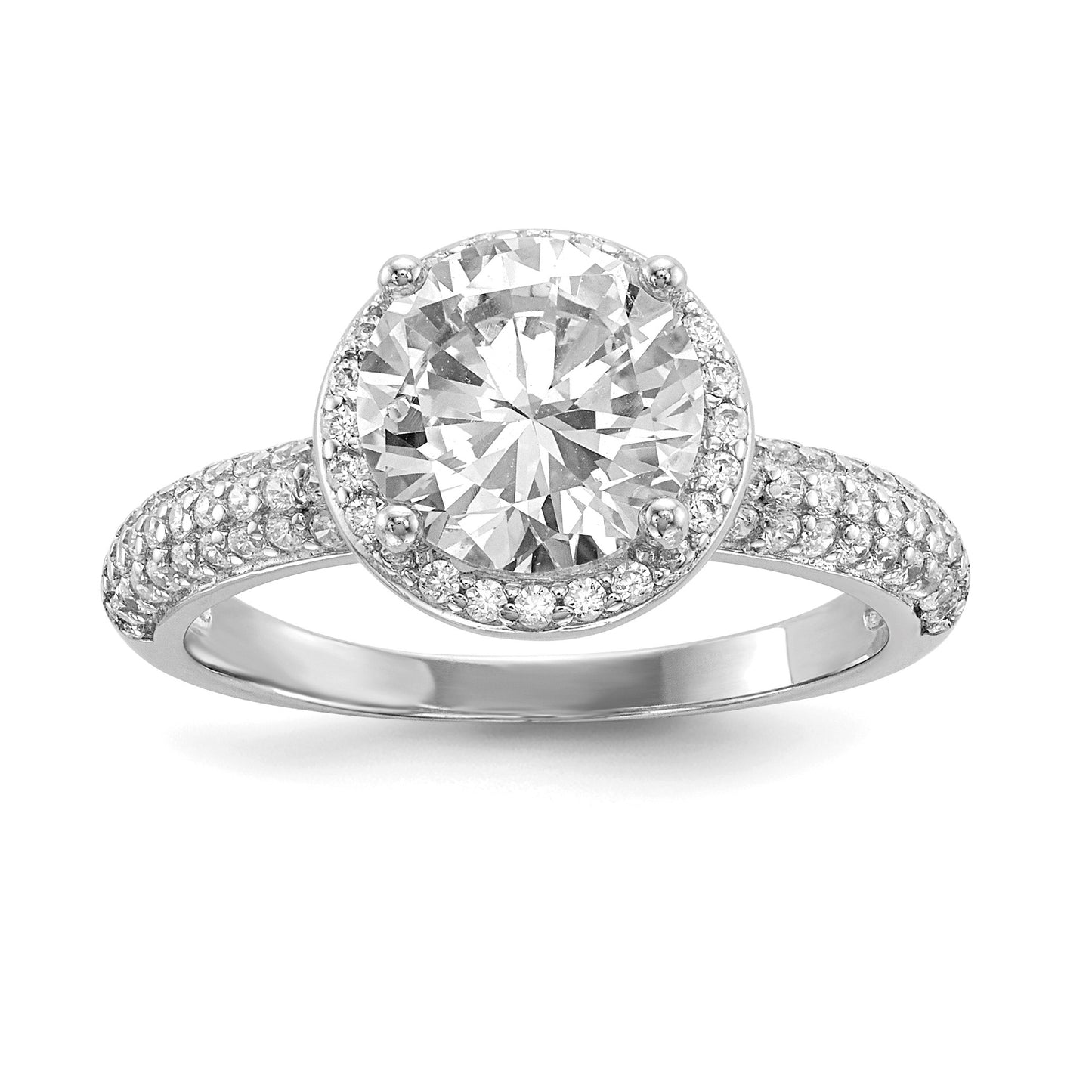 Sterling Silver Rhodium-plated CZ Pav� Ring
