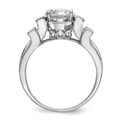 Sterling Silver Rhodium-plated CZ Tiered Pav� Ring