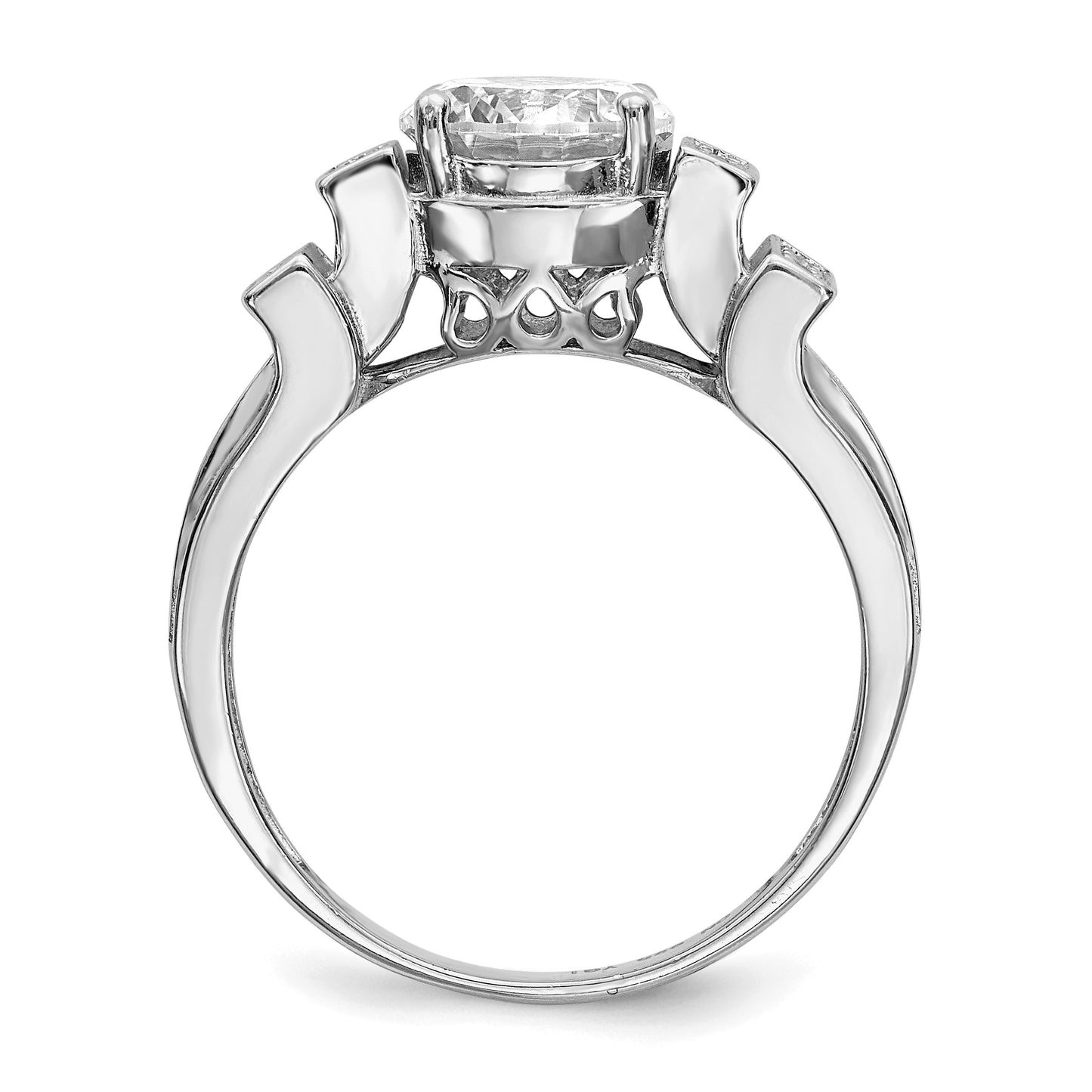 Sterling Silver Rhodium-plated CZ Tiered Pav� Ring
