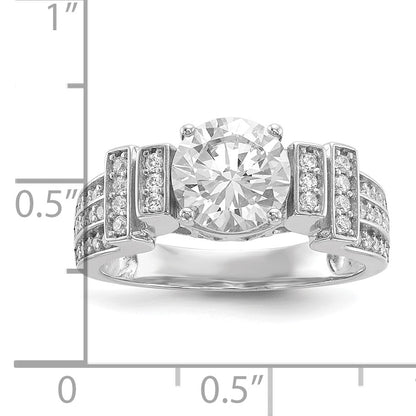 Sterling Silver Rhodium-plated CZ Tiered Pav� Ring