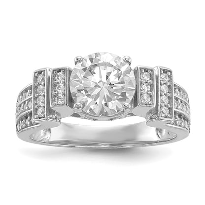 Sterling Silver Rhodium-plated CZ Tiered Pav� Ring