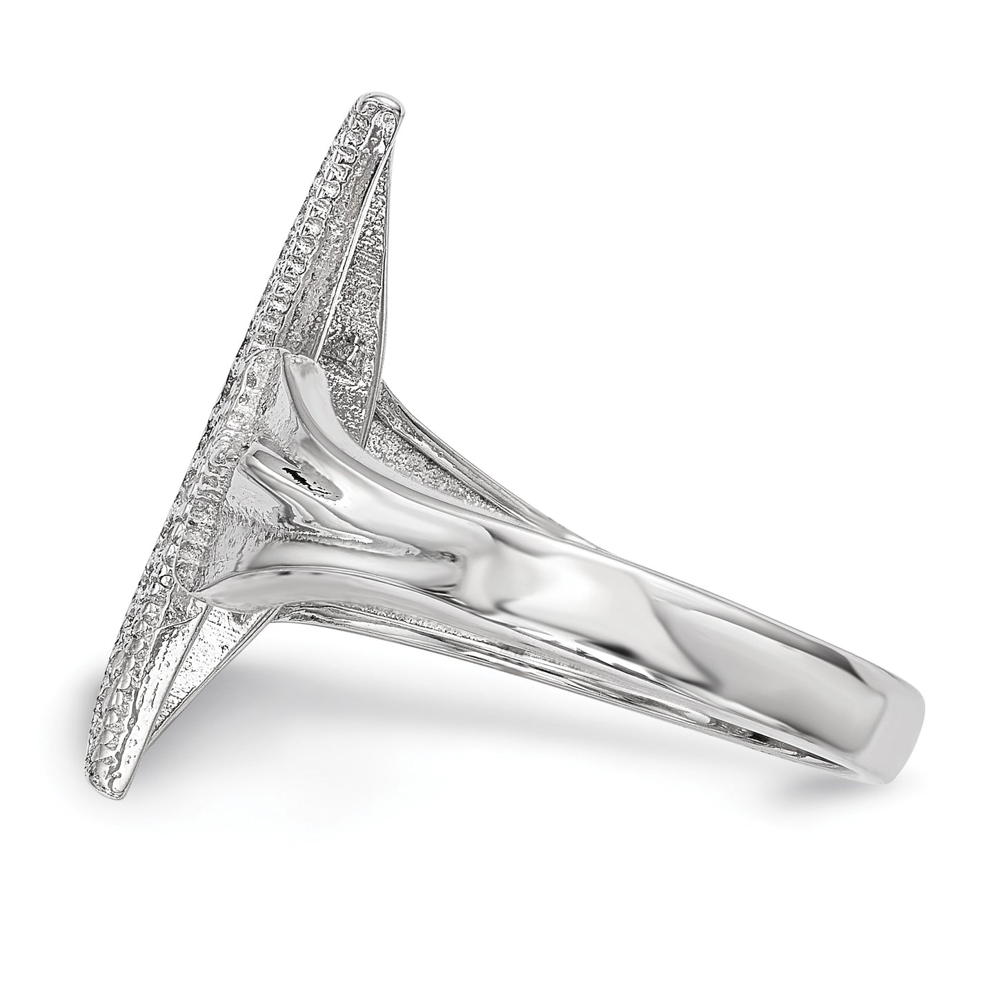 Sterling Silver Rhodium-plated CZ Moon w/Star Polished Ring