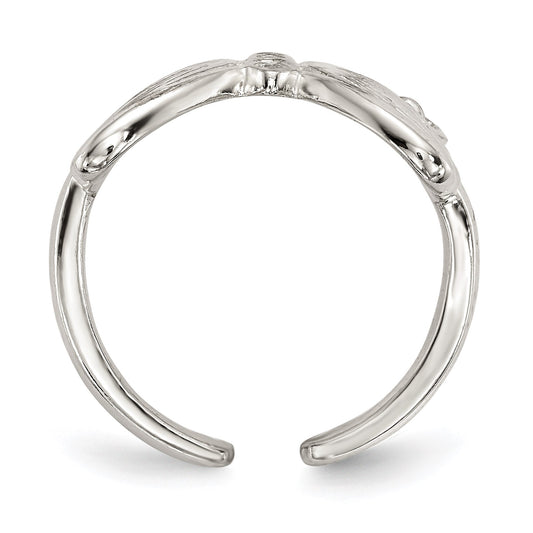 Sterling Silver Polished CZ Butterfly Double Finger Ring