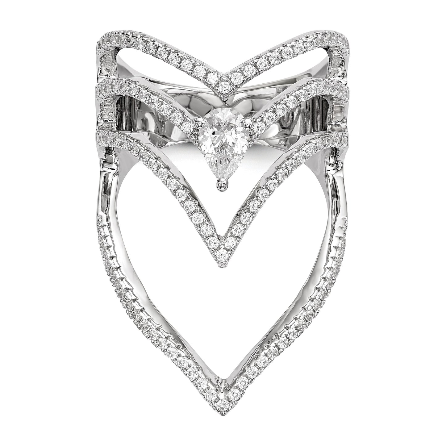 Pure Fire Sterling Silver Rhod-plated CZ Ring