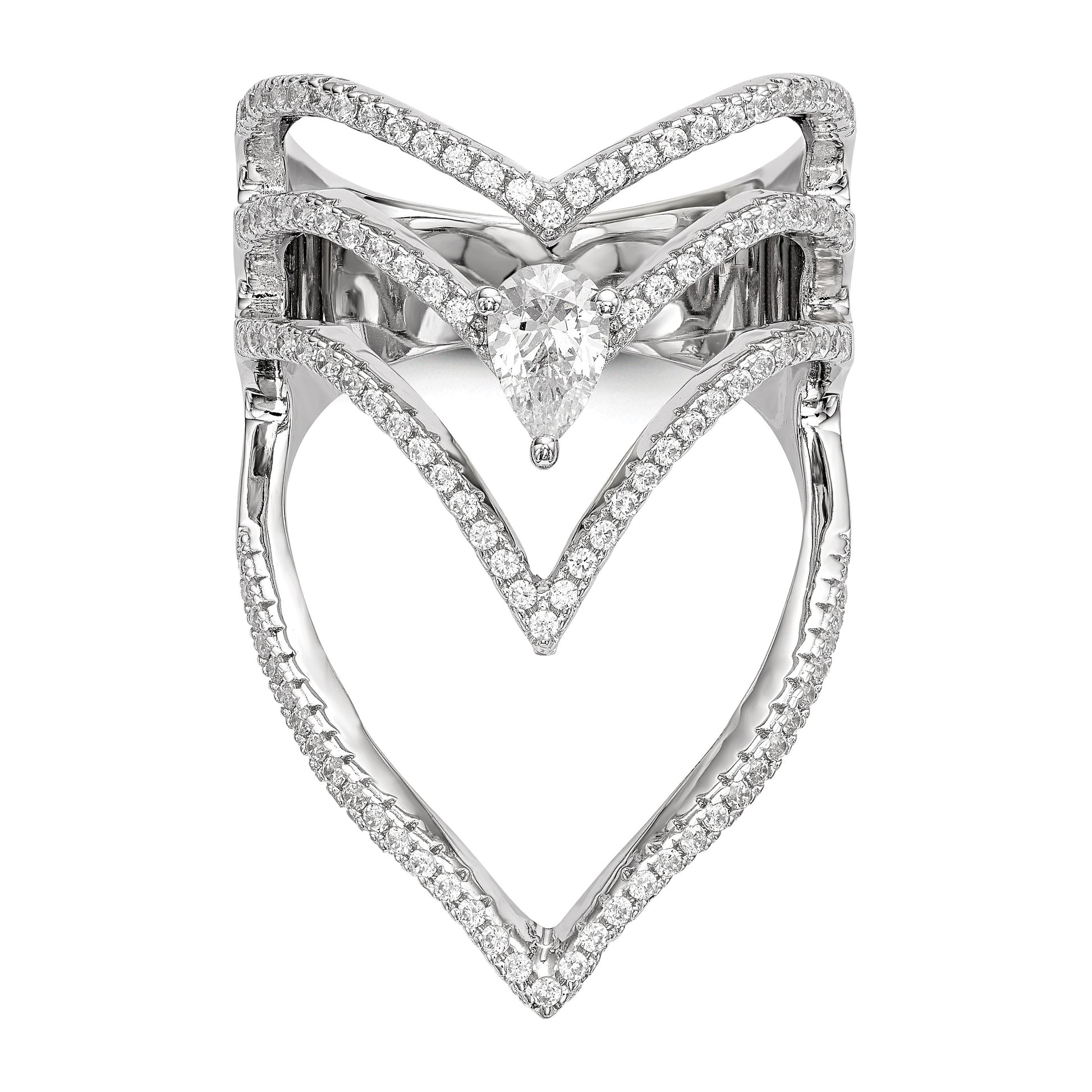 Pure Fire Sterling Silver Rhod-plated CZ Ring