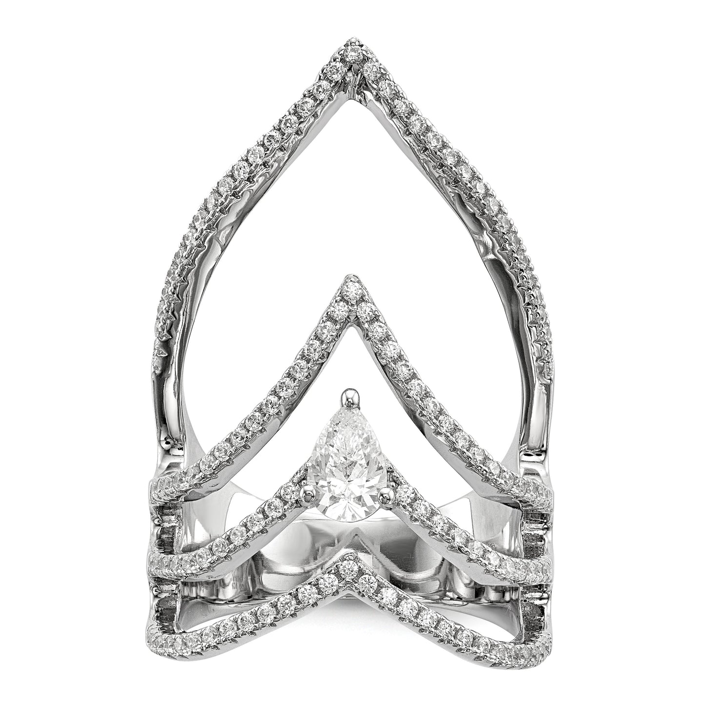 Pure Fire Sterling Silver Rhod-plated CZ Ring