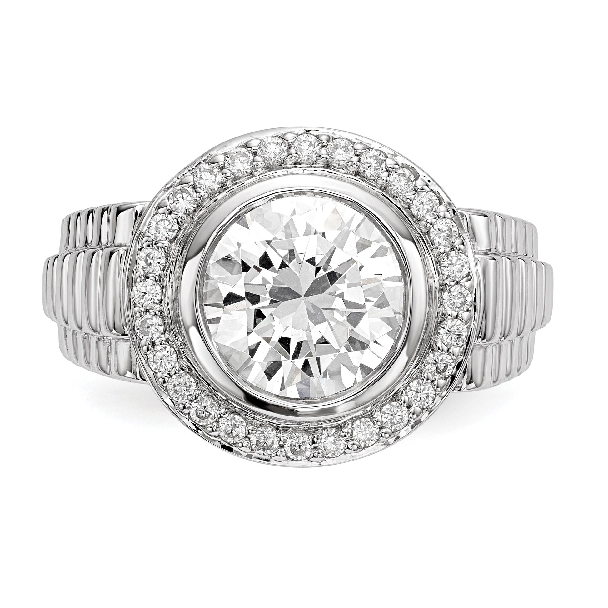 Sterling Silver Rhodium-plated Mens CZ Ring