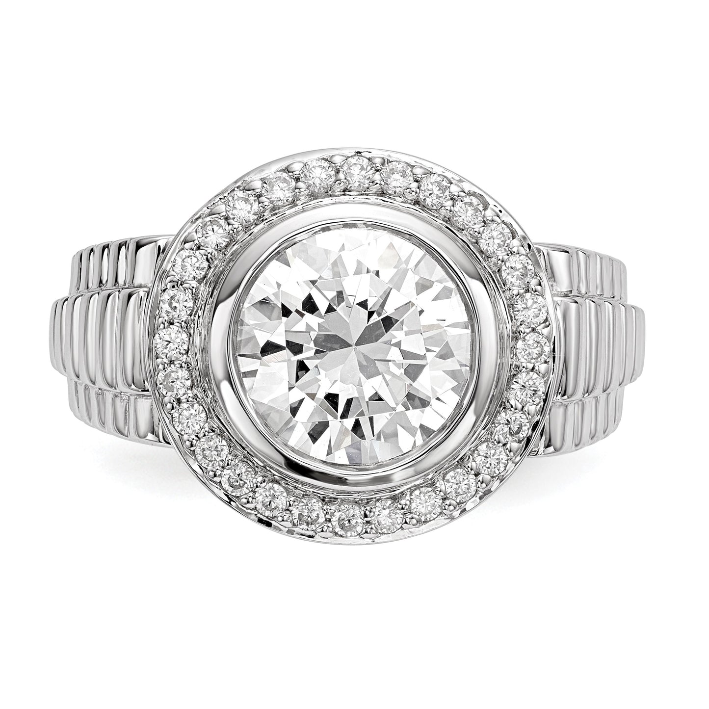 Sterling Silver Rhodium-plated Mens CZ Ring