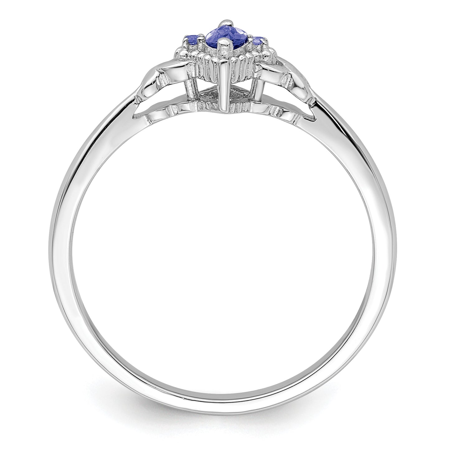 Sterling Silver Rhodium Diam. and Tanzanite Ring