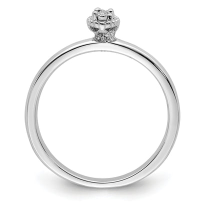 Sterling Silver Rhodium Plated Polished Diamond Ring