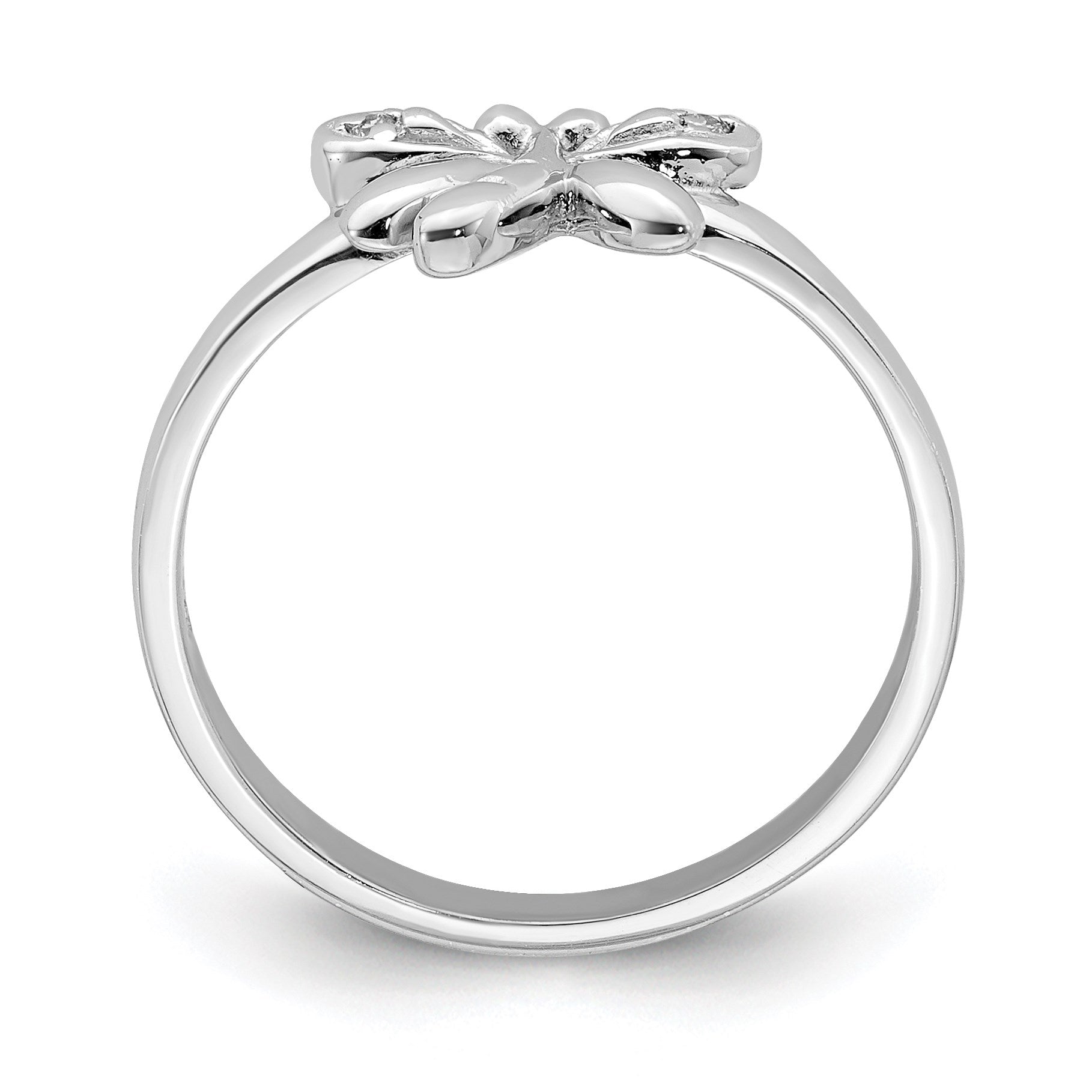 Sterling Silver Rhodium-plated Polished CZ Dragonfly Children's Ring