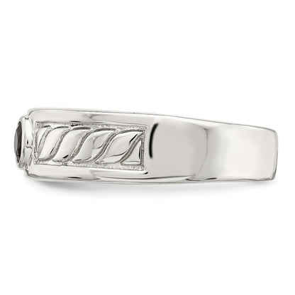 Sterling Silver Rhodium-plated Men's Onyx Ring