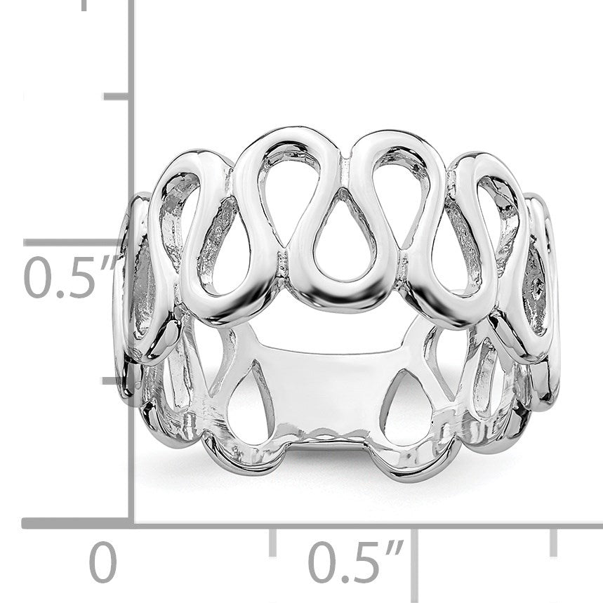 Sterling Silver Rhodium-plated Fancy Swirls Band