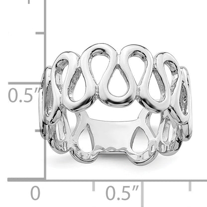 Sterling Silver Rhodium-plated Fancy Swirls Band