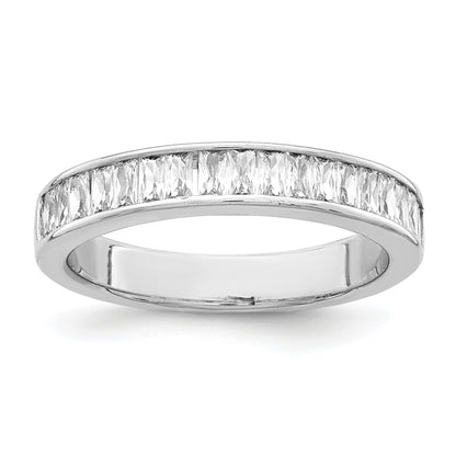 Sterling Silver Rhodium Plated CZ Ring