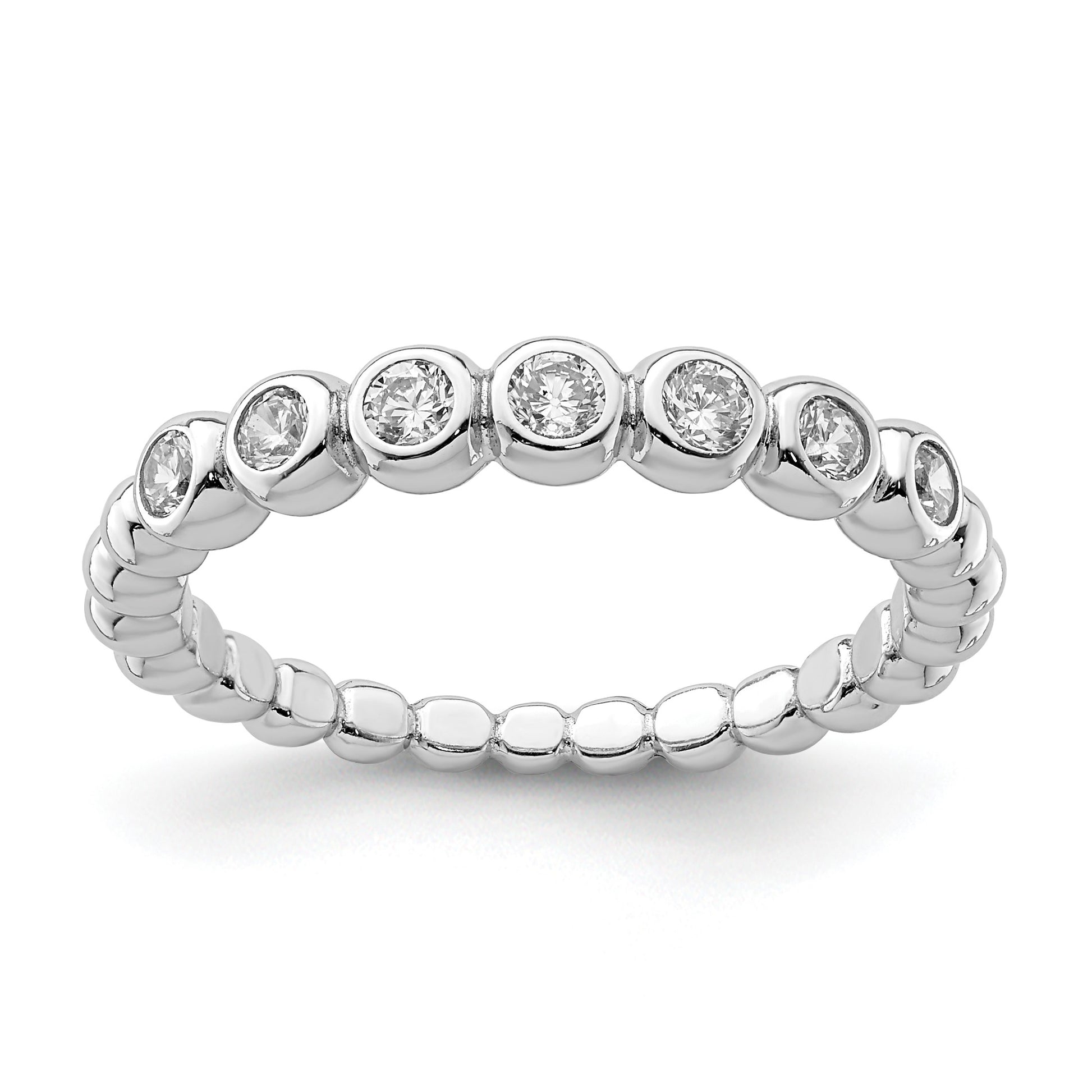 Sterling Silver Rhodium Plated CZ Ring