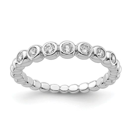 Sterling Silver Rhodium Plated CZ Ring