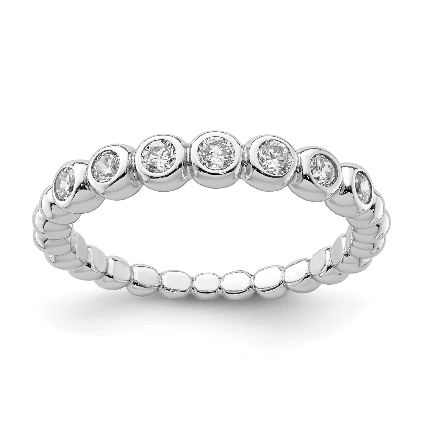Sterling Silver Rhodium Plated CZ Ring