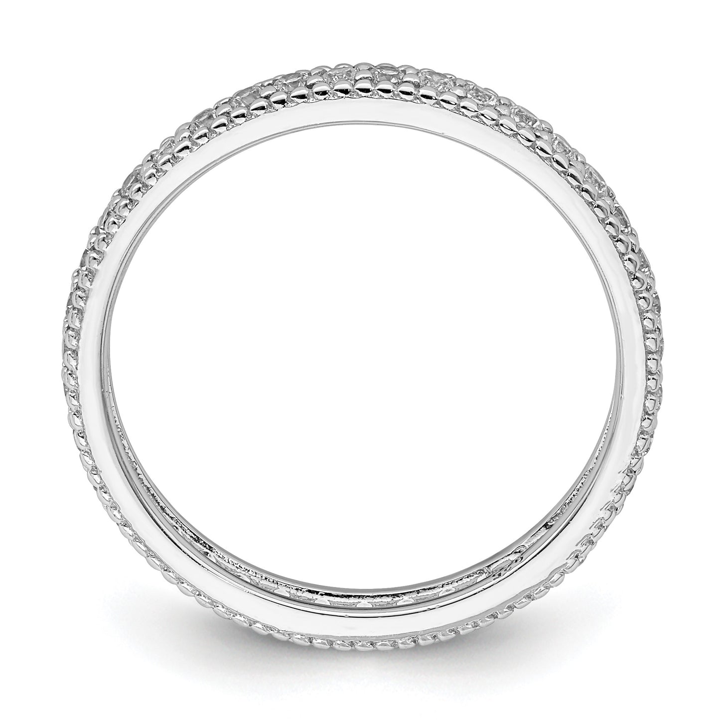 Sterling Silver Rhodium Plated CZ Ring