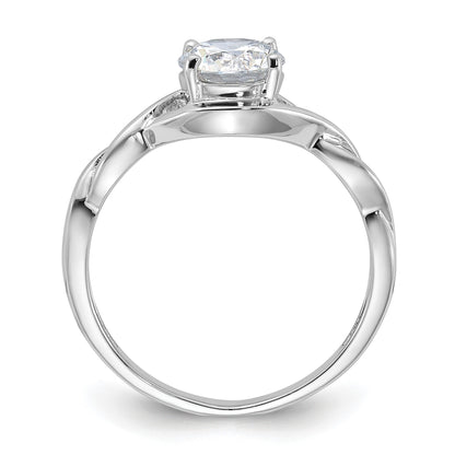 Sterling Silver Rhodium-plated 6.5mm CZ Twisted Ring