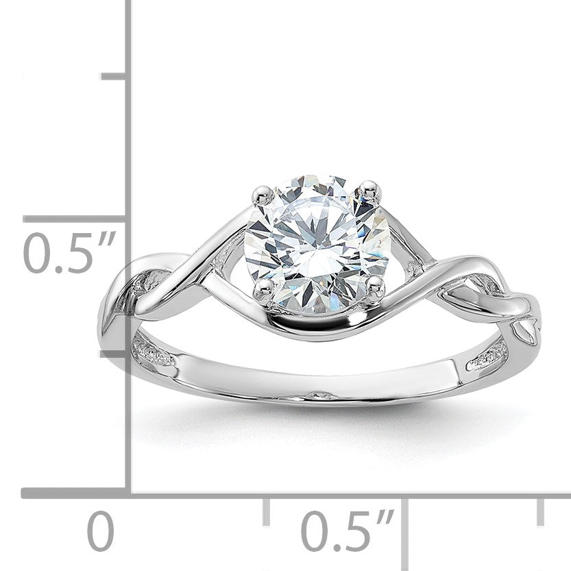 Sterling Silver Rhodium-plated 6.5mm CZ Twisted Ring