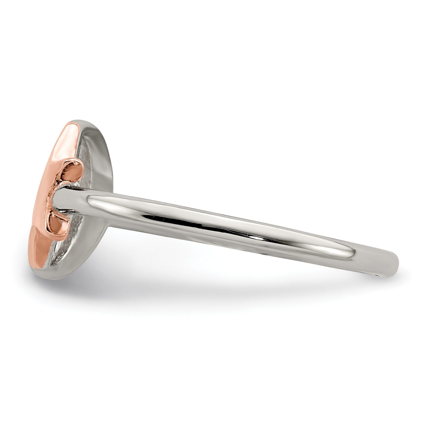 Sterling Silver Rose-tone Moon & Star Ring
