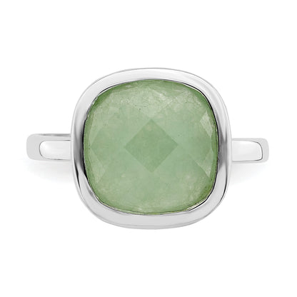 Sterling Silver Rhodium Plated Green CZ Ring