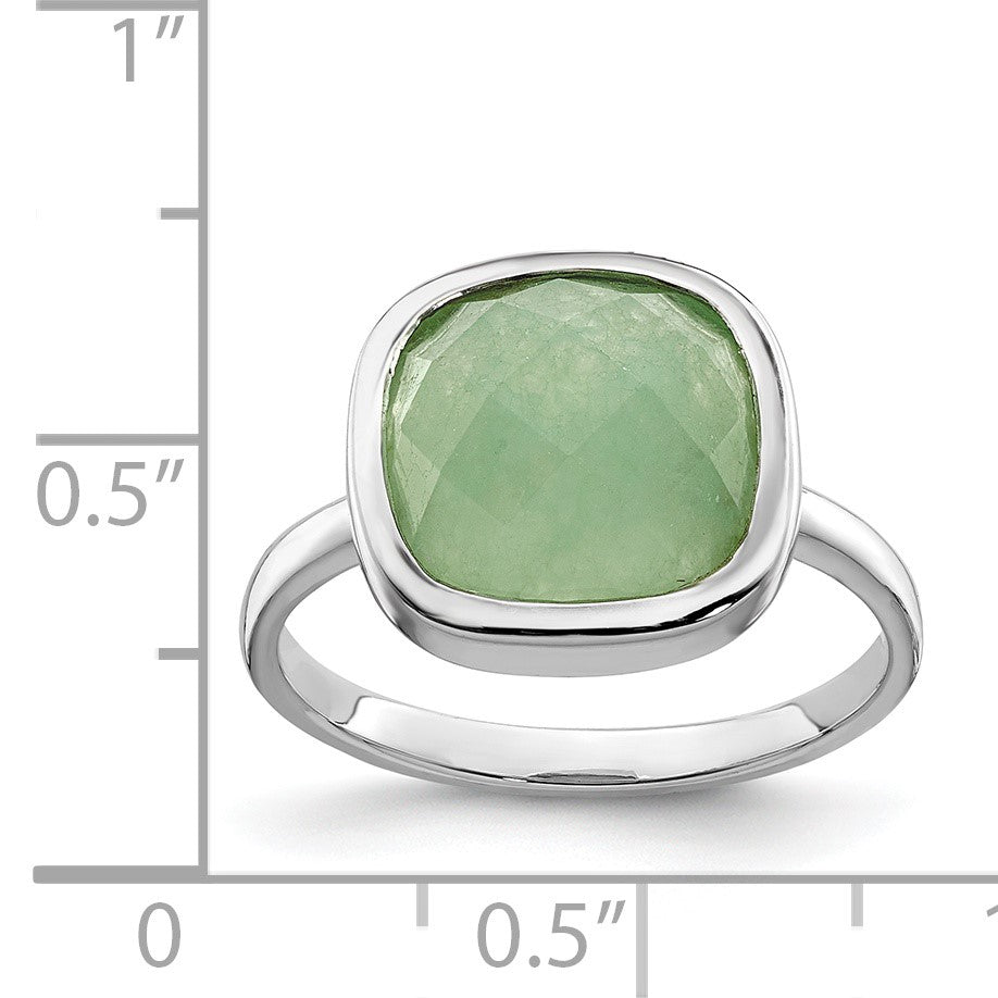 Sterling Silver Rhodium Plated Green CZ Ring