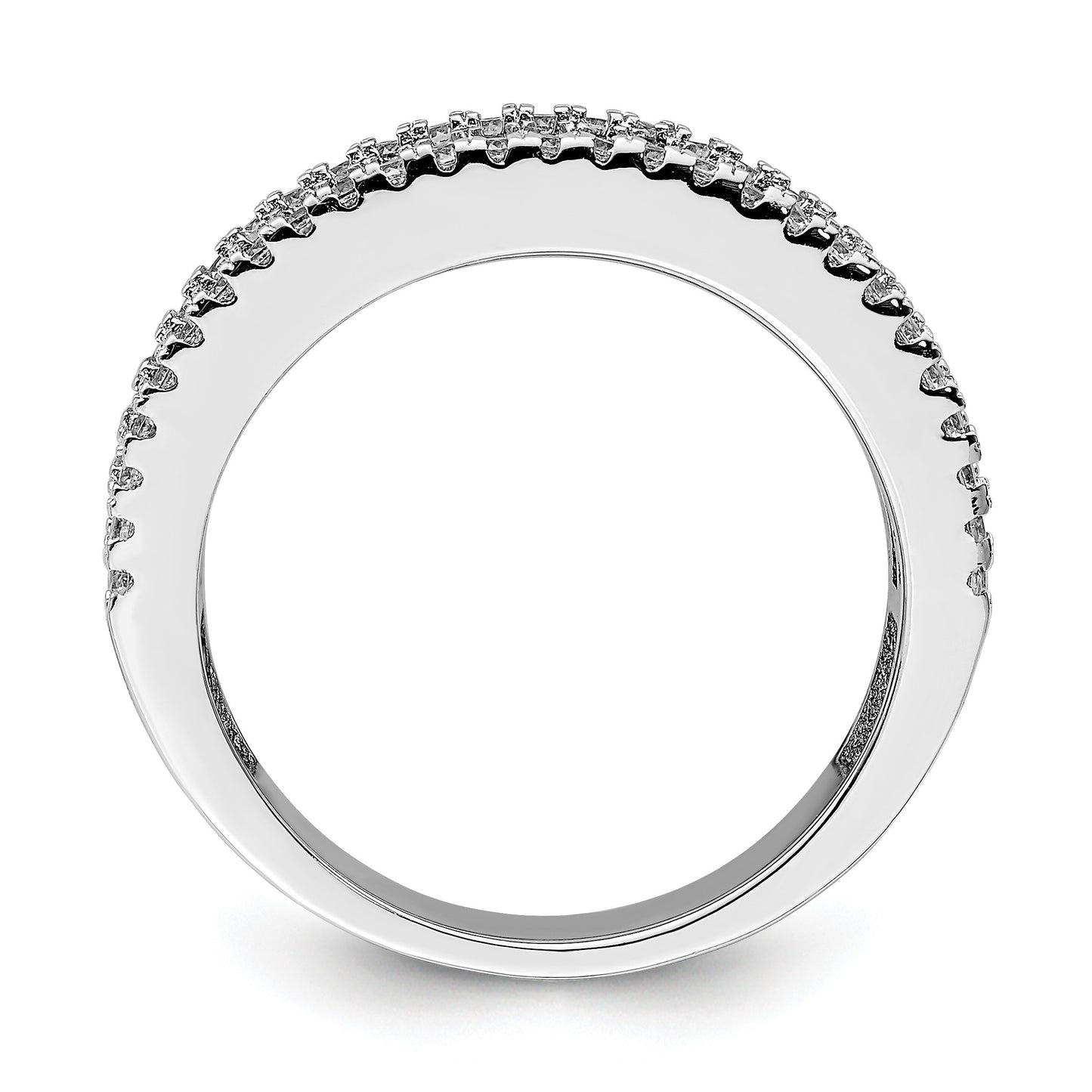 Sterling Silver Rhodium-plated Lab Cr Blue Spinel & CZ Ring