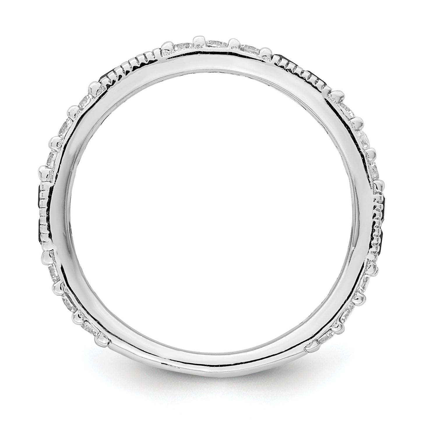 Sterling Silver Rhodium-plated Synthetic Blue Spinel & CZ Ring
