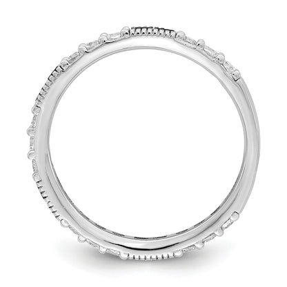 Sterling Silver Rhodium-plated Synthetic Green Spinel & CZ Band