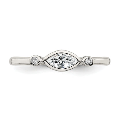 Sterling Silver Rhodium-plated Polished White Topaz Ring