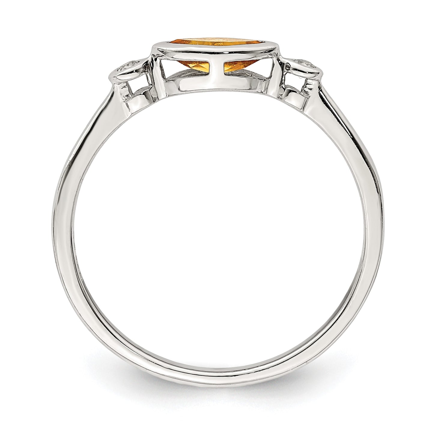 Sterling Silver Rhodium-plated Polished Citrine and White Topaz Ring