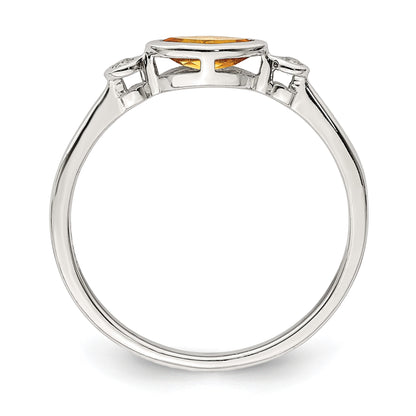 Sterling Silver Rhodium-plated Polished Citrine and White Topaz Ring