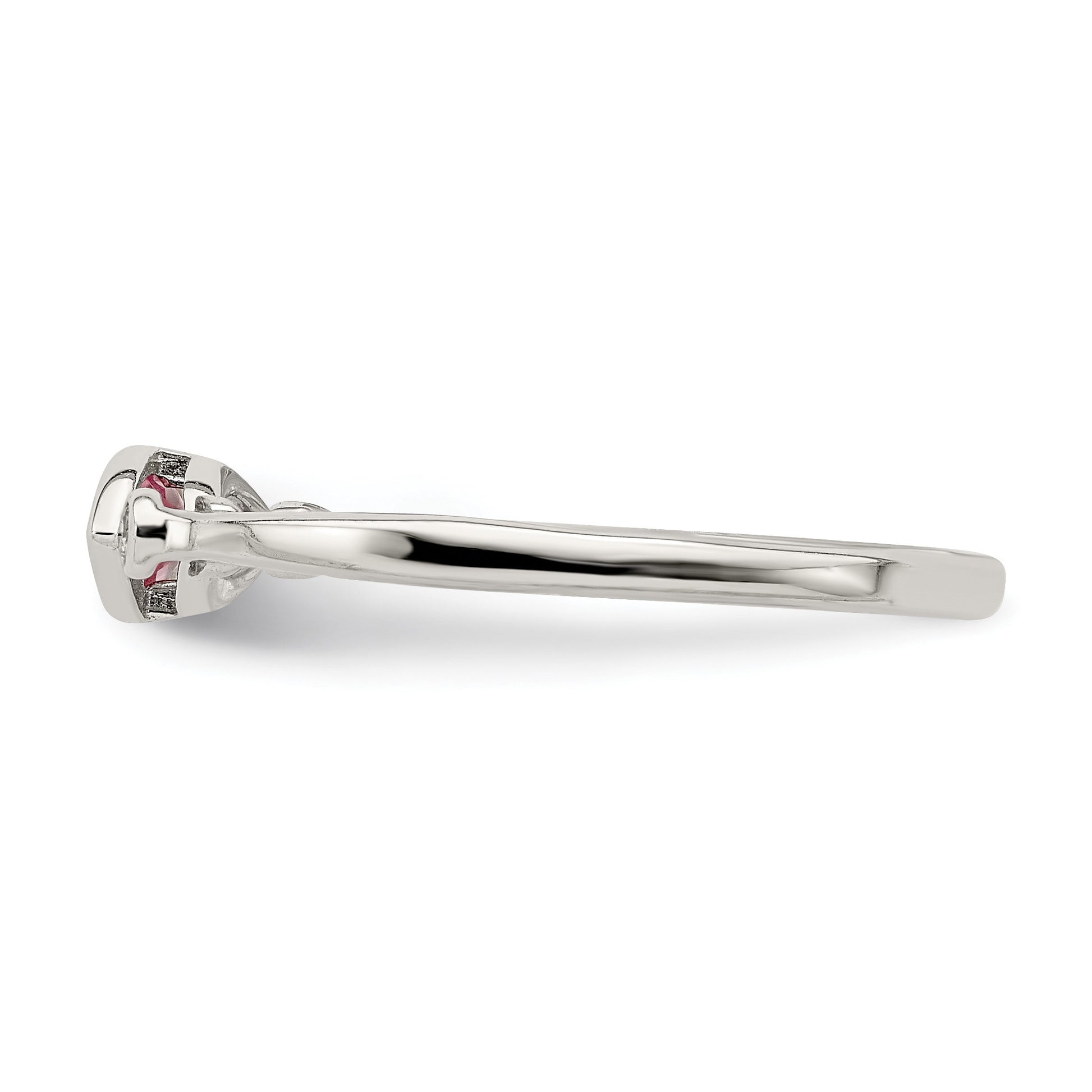 Sterling Silver Rhod-pltd Polished Pink Tourmaline/ White Topaz Ring
