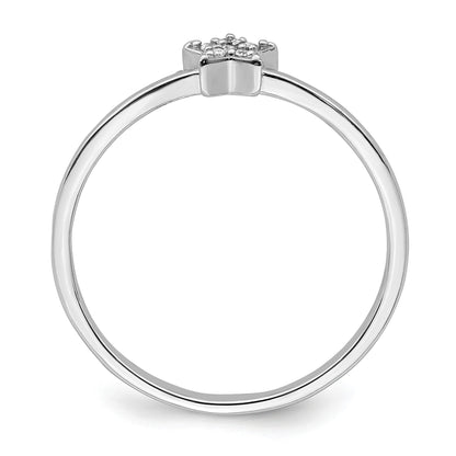 Sterling Silver Rhodium Plated CZ Star Ring