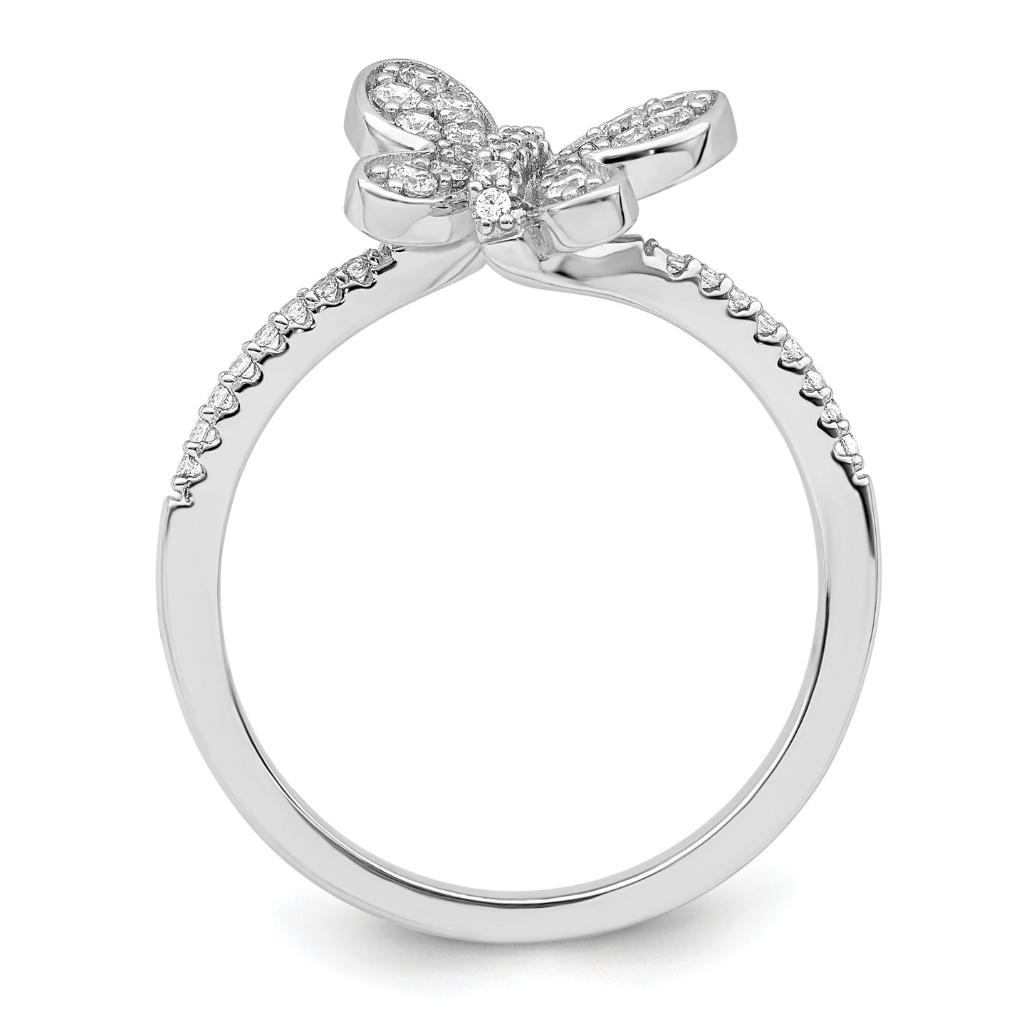 Sterling Silver Rhodium-plated CZ Butterfly Ring