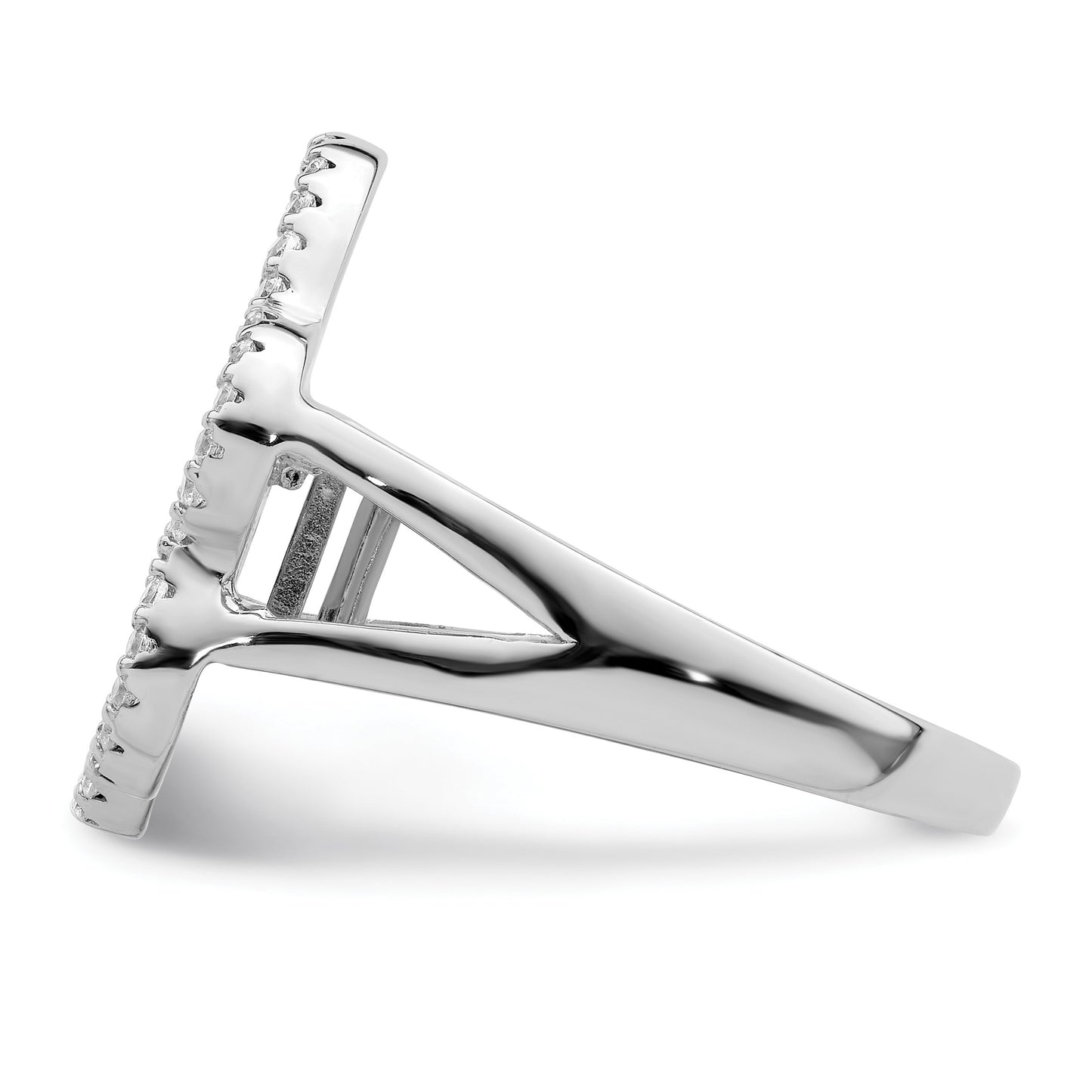 Sterling Silver Rhodium-plated Polished CZ Paw Print Ring