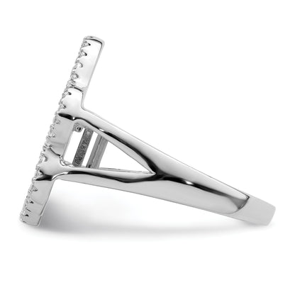 Sterling Silver Rhodium-plated Polished CZ Paw Print Ring