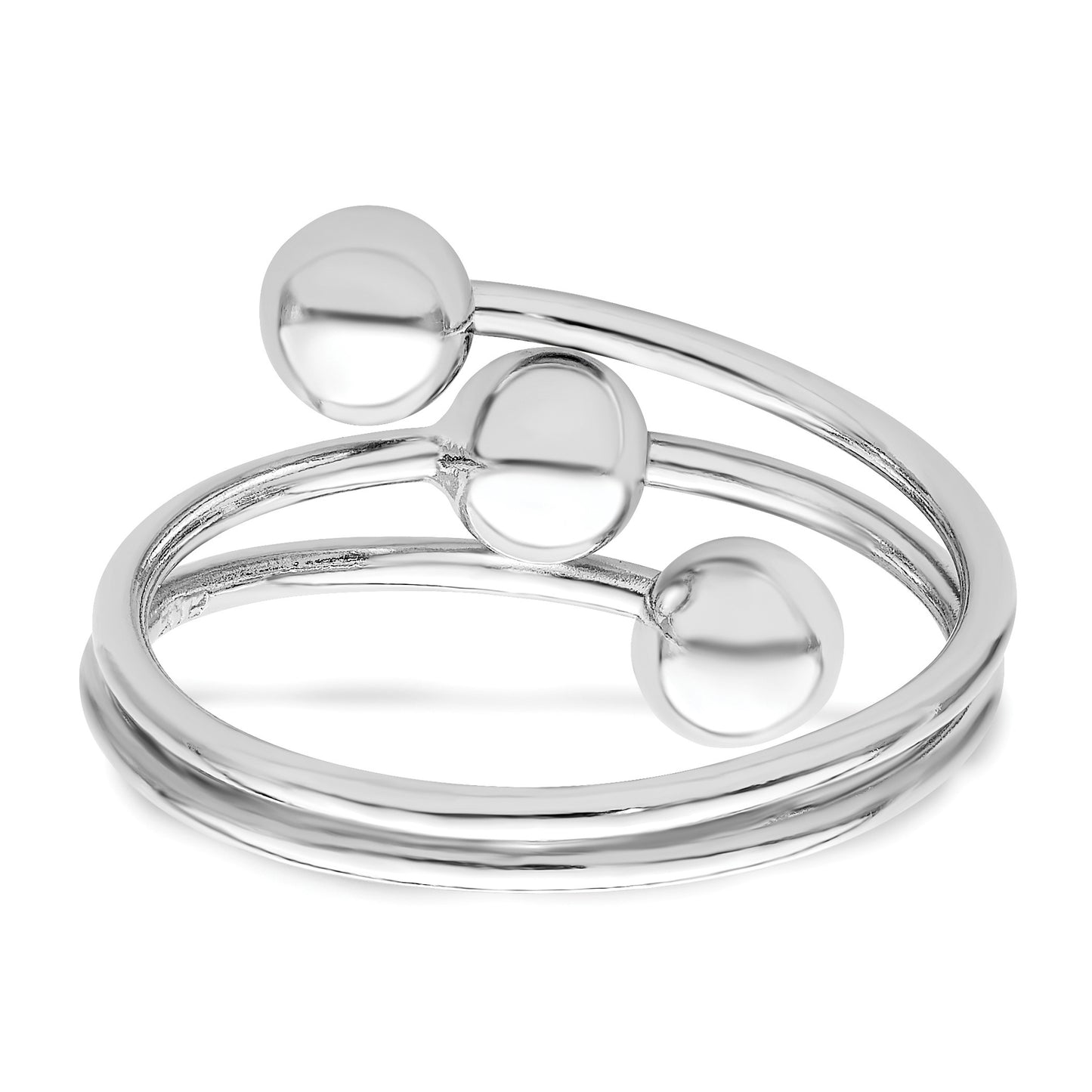 Sterling Silver Rhodium-plated Polished 3 Ball Ring