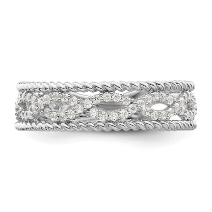 Sterling Silver Rhodium plated CZ Band