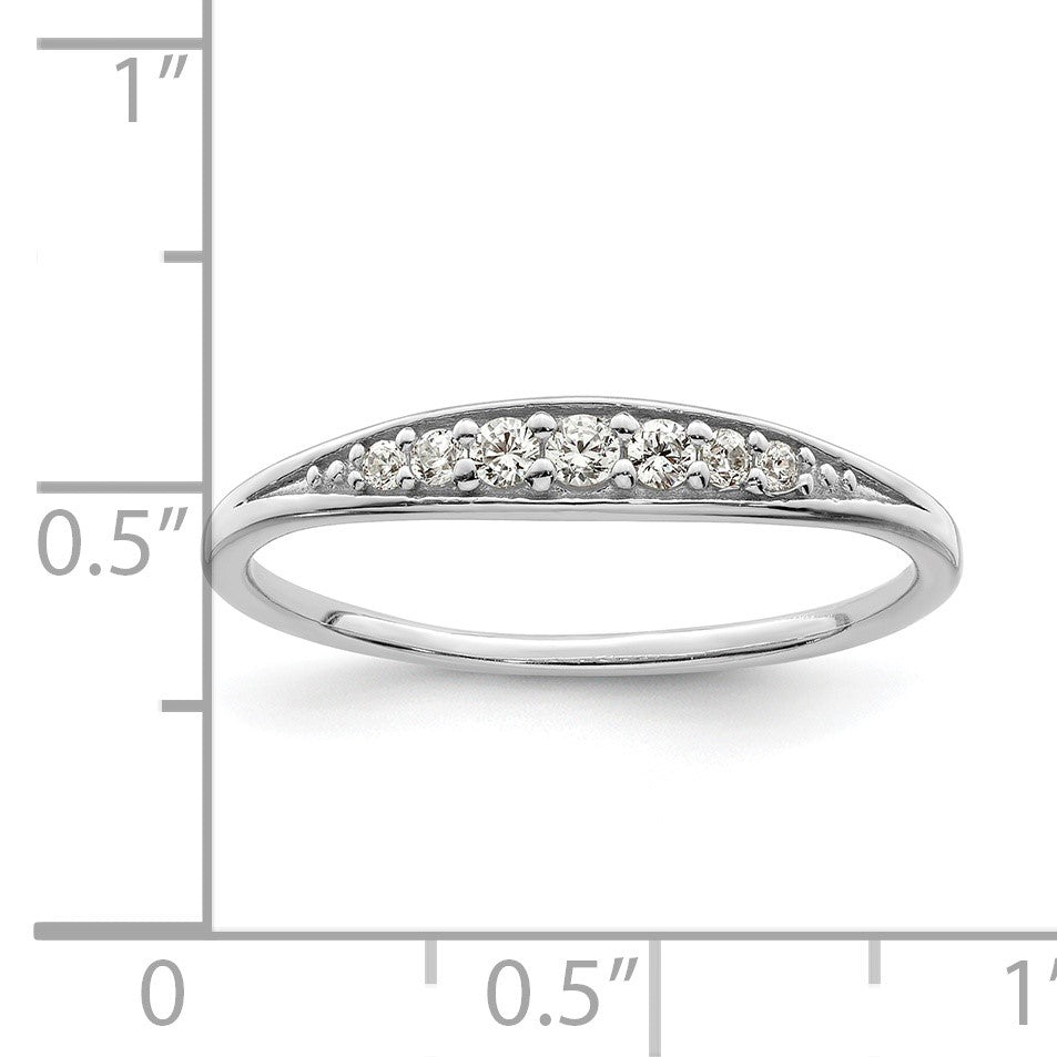 Sterling Silver Rhodium-plated Polished CZ Ring