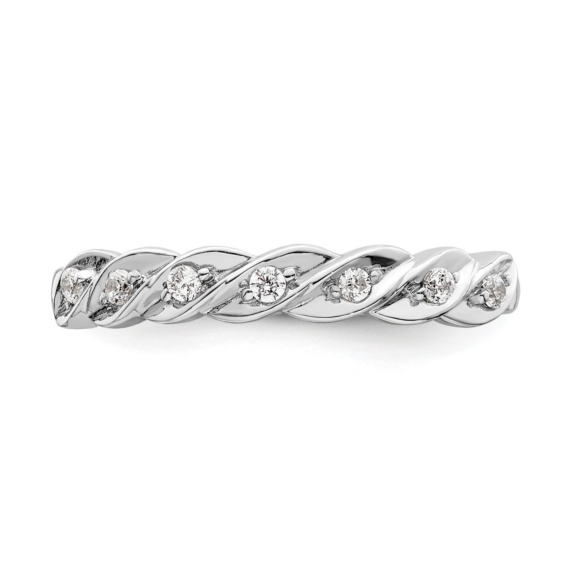 Sterling Silver RH Polished CZ Twisted Ring