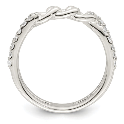Sterling Silver Polished CZ Chain Detail Ring