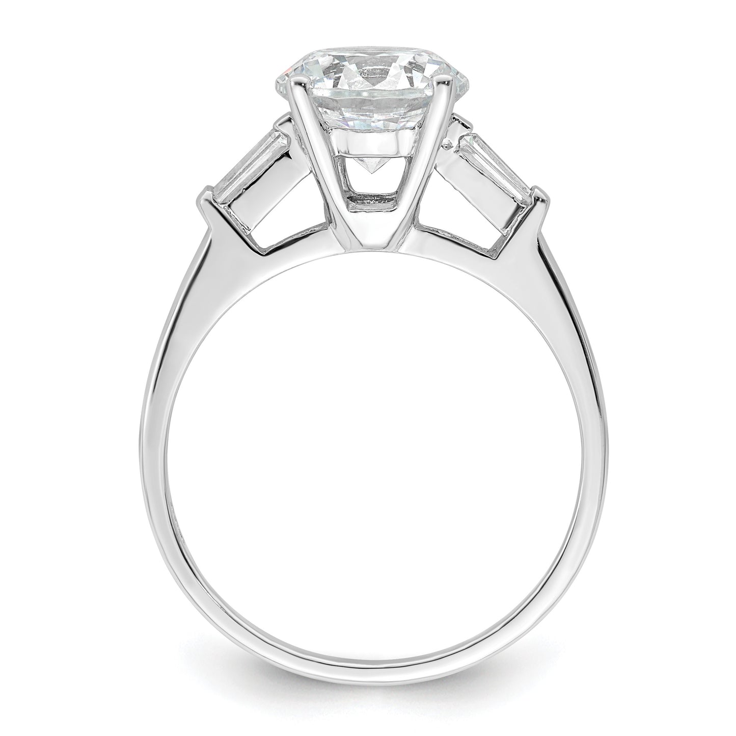 Sterling Silver Rhodium-plated CZ Two Piece Wedding Set Rings