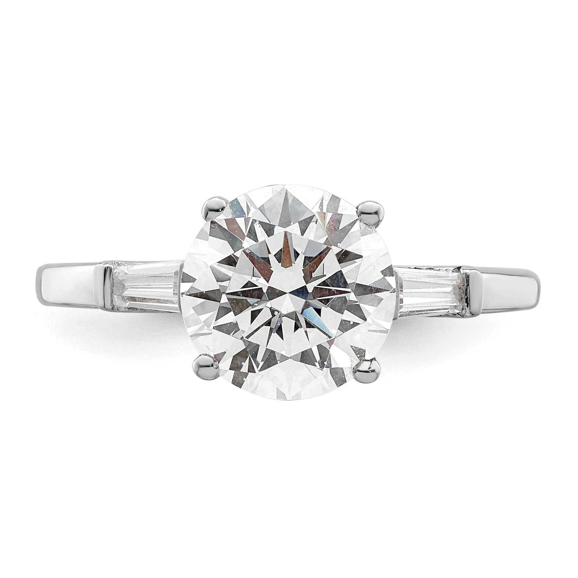Sterling Silver Rhodium-plated CZ Two Piece Wedding Set Rings