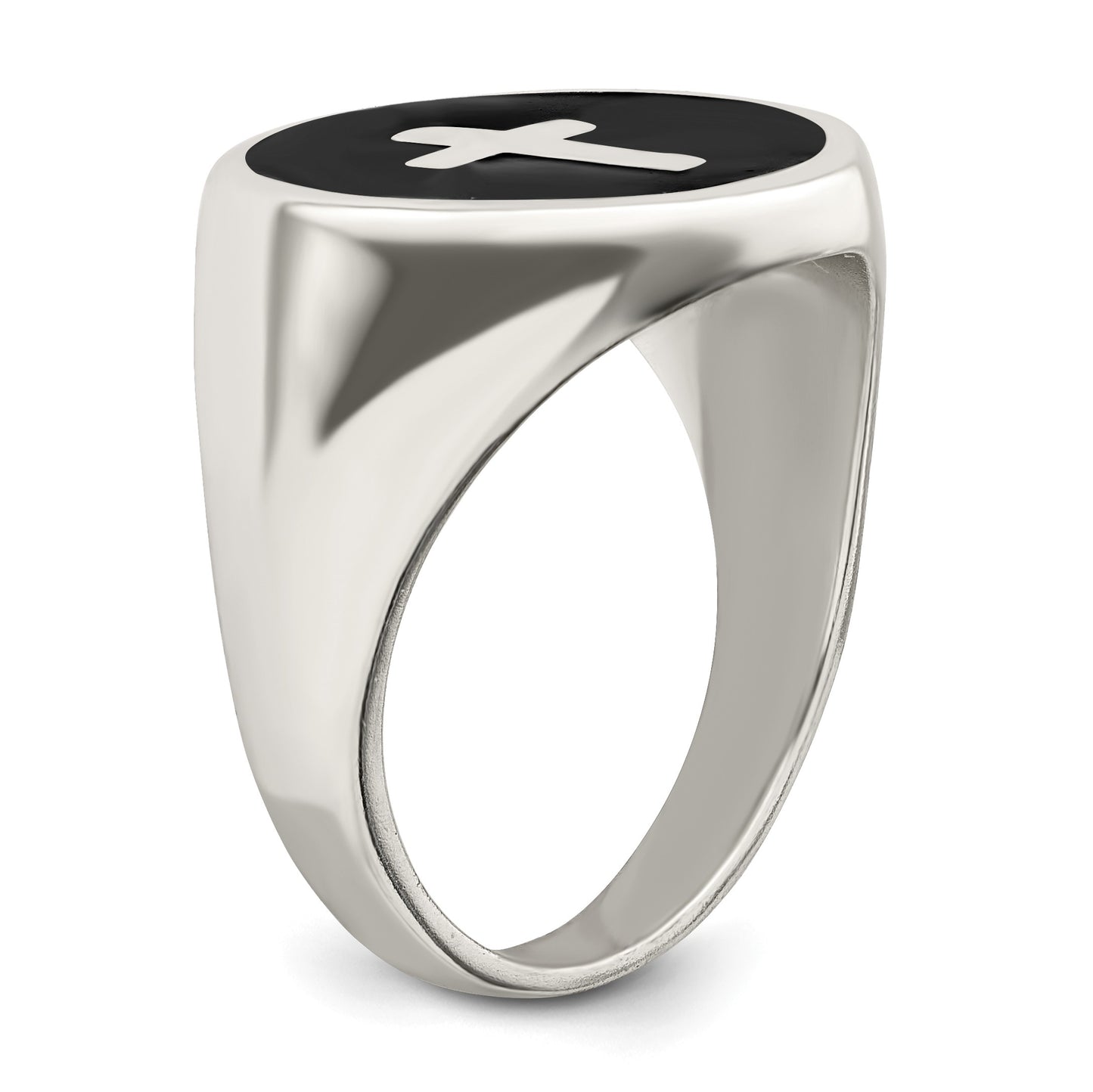Sterling Silver Rhodium-plated Enameled Cross Ring